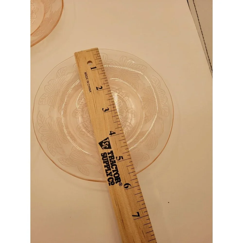 Set of 3 Vintage Macbeth Evans Dogwood Pink Depression Glass‎ Saucers 6